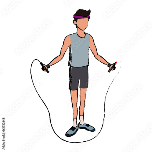 sport man jump rope fitness active lifestyle line © Jemastock