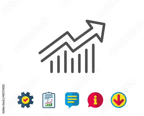 Chart line icon. Report graph or Sales growth sign. Analysis and Statistics data symbol. Report, Service and Information line signs. Download, Speech bubble icons. Editable stroke. Vector