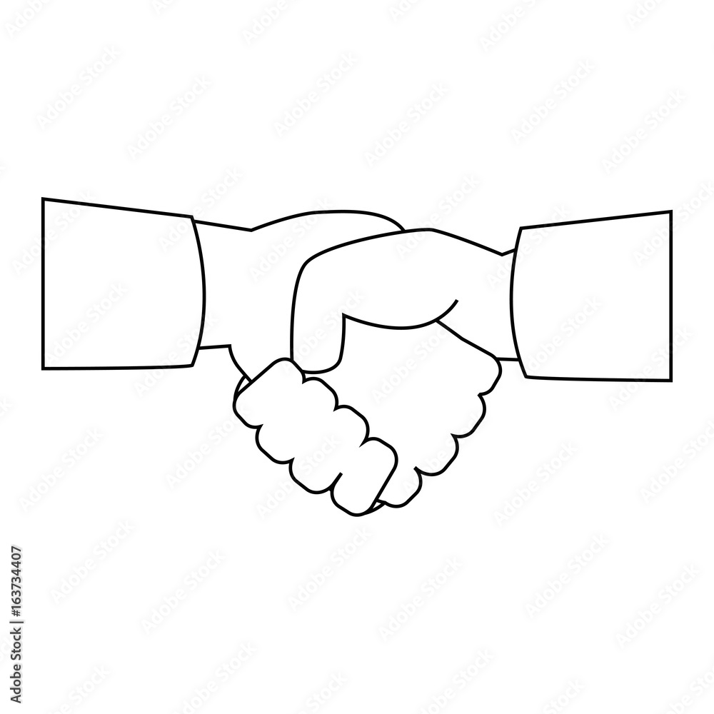 Hands with handshake agreement icon over white background vector illustration Hands with handshake agreement icon over white background vector illustration