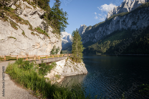 Summer alpine mountain lake landscape