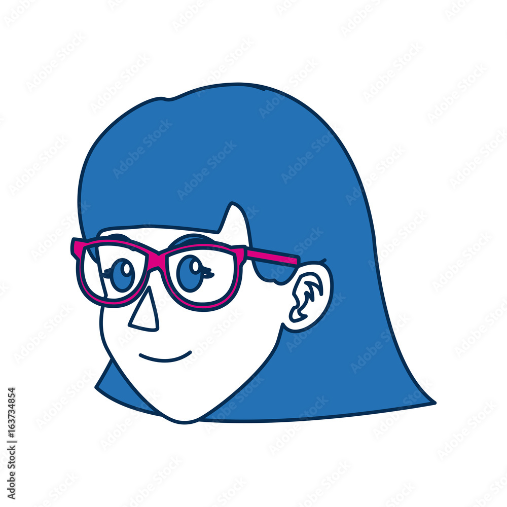 portrait of blue hair woman character face