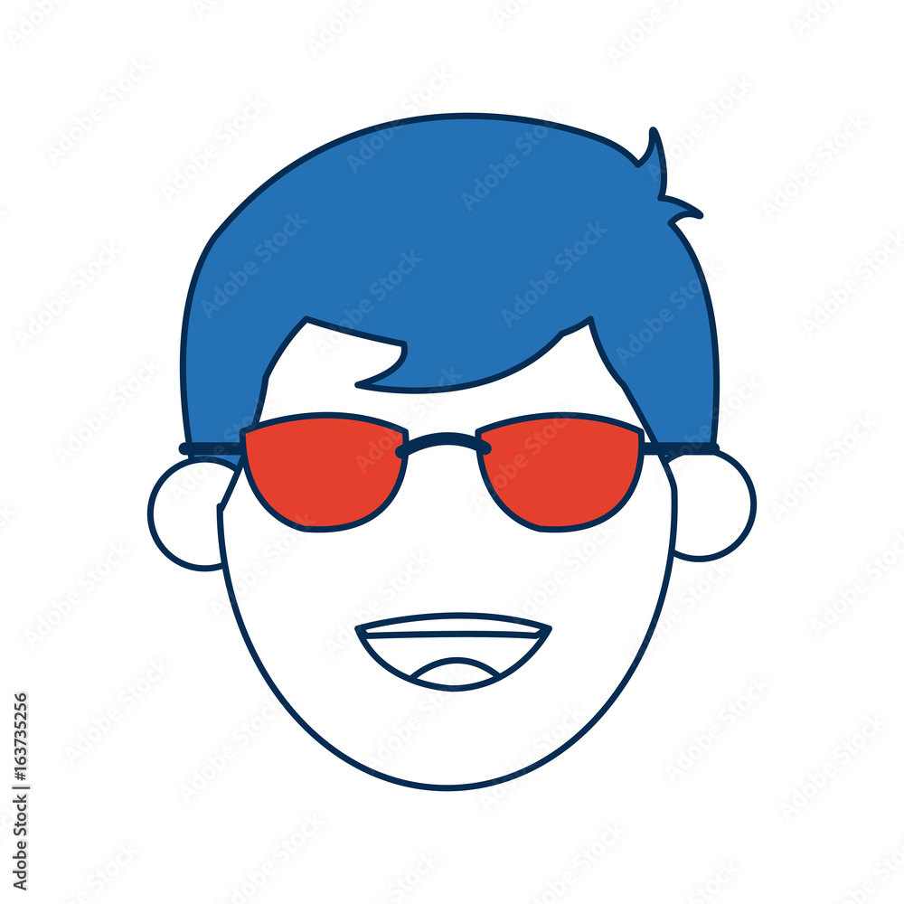 man cartoon with blue hair face portrait man cartoon with blue hair face portrait