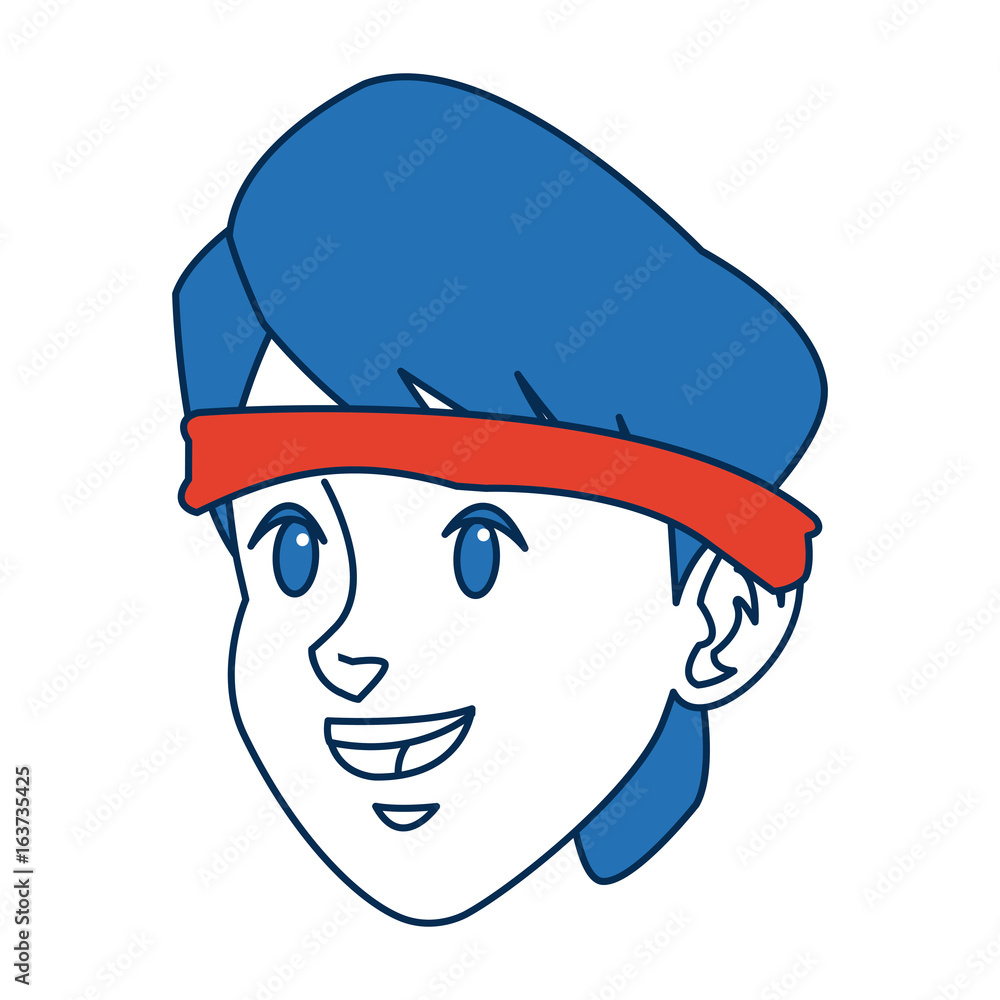 man cartoon with blue hair face portrait sport guy man cartoon with blue hair face portrait sport guy