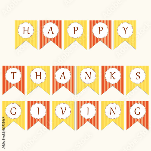 Free Download Cute Thanksgiving bunting flags with letters in traditional colors - GFXLoad