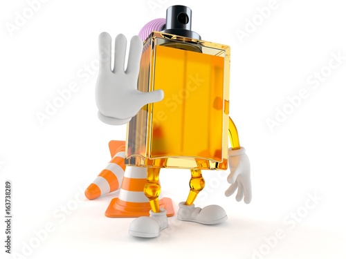 Perfume character making stop gesture