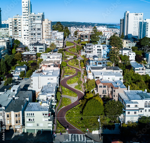 Aerial view of the Lombard street in San Francisco photo