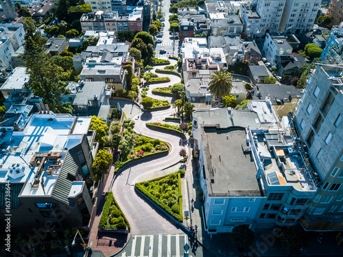 Aerial view of the Lombard street in San Francisco photo