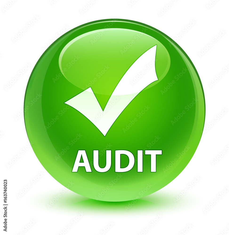 Audit (validate icon) glassy green round button