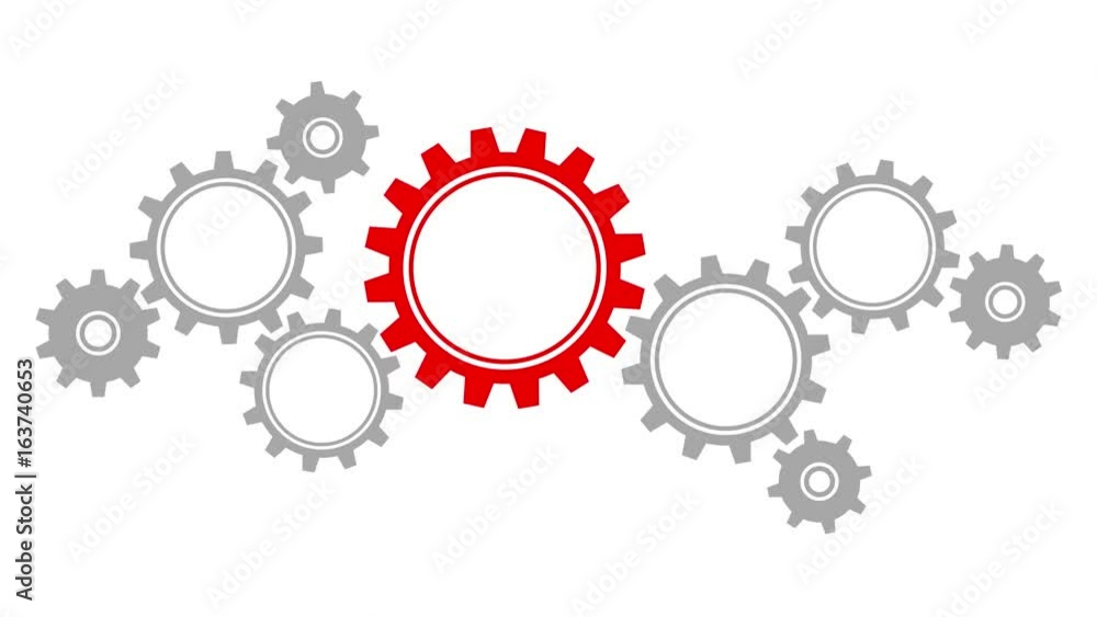 Video Gears Border Graphics Grey/Red Turning Video Gears Border Graphics Grey/Red Turning