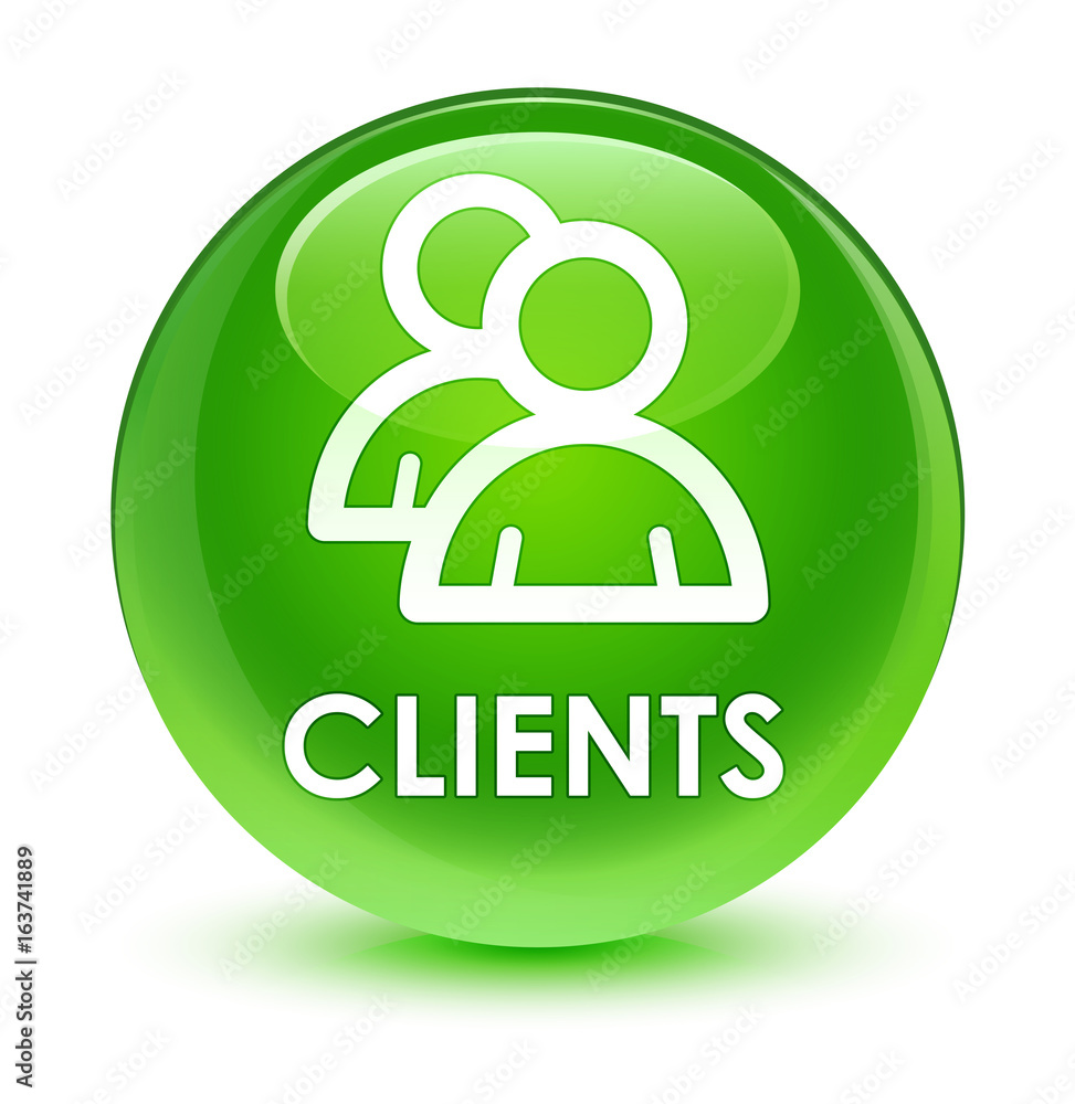 Clients (group icon) glassy green round button Clients (group icon) glassy green round button