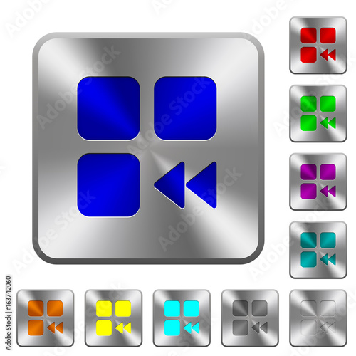 Component fast backward rounded square steel buttons