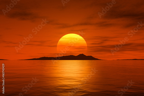 big beautiful fantasy sunset over the ocean © magann