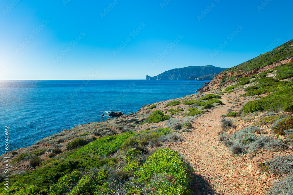 Island of Sardinia in Italy footpath on the sea
