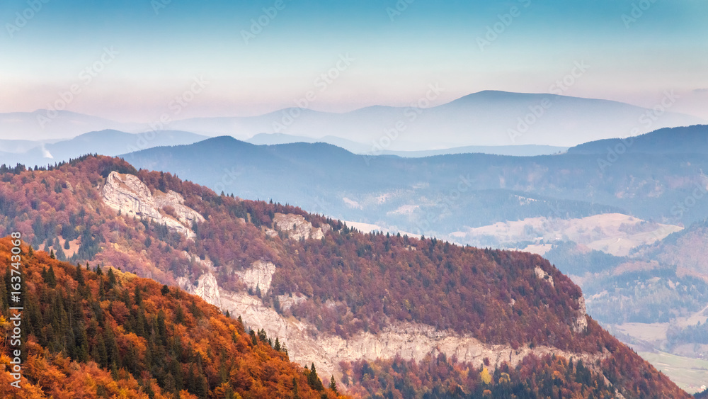 Mountainous country with valleys in northern Slovakia, Europe.