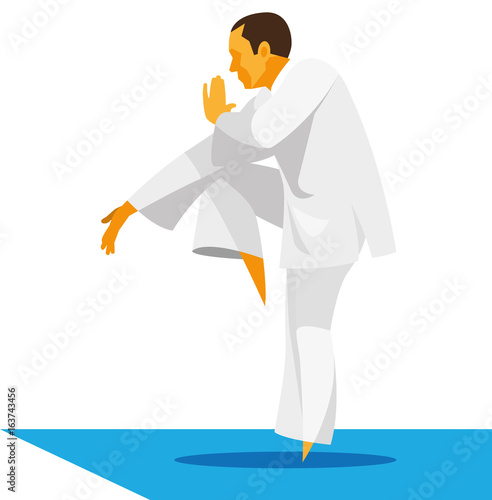 Master tai chi performs warm-up before the performance