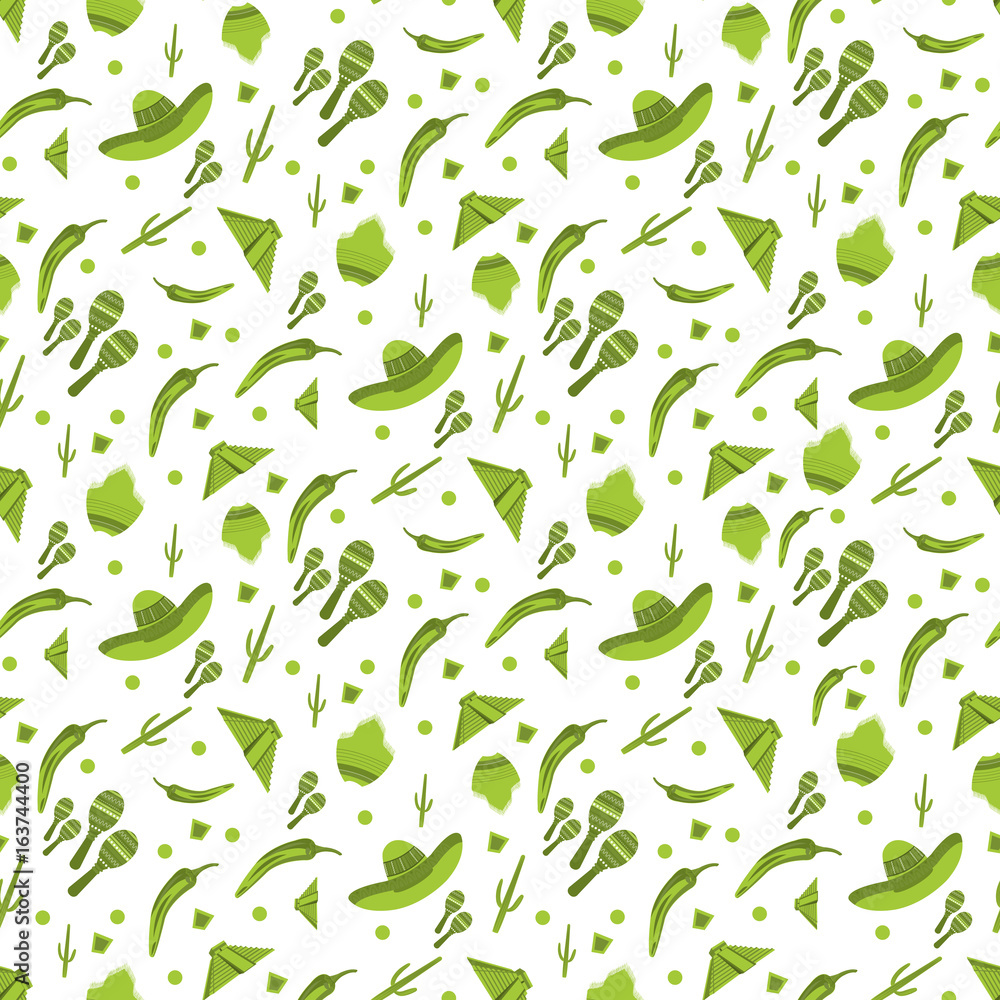 Seamless pattern with traditional Mexican attributes Seamless pattern with traditional Mexican attributes