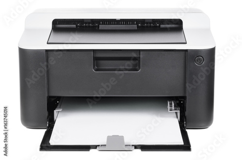 Compact laser home printer isolated on white background photo