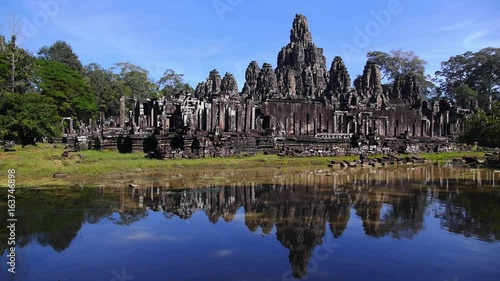 Ancient City Bayon In Angkor Wat Temple In Cambodia. Siem Reap. HD, 1920x1080.  photo