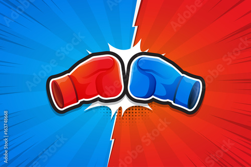 Fighting Background, Boxing Gloves, Versus. Vector illustration