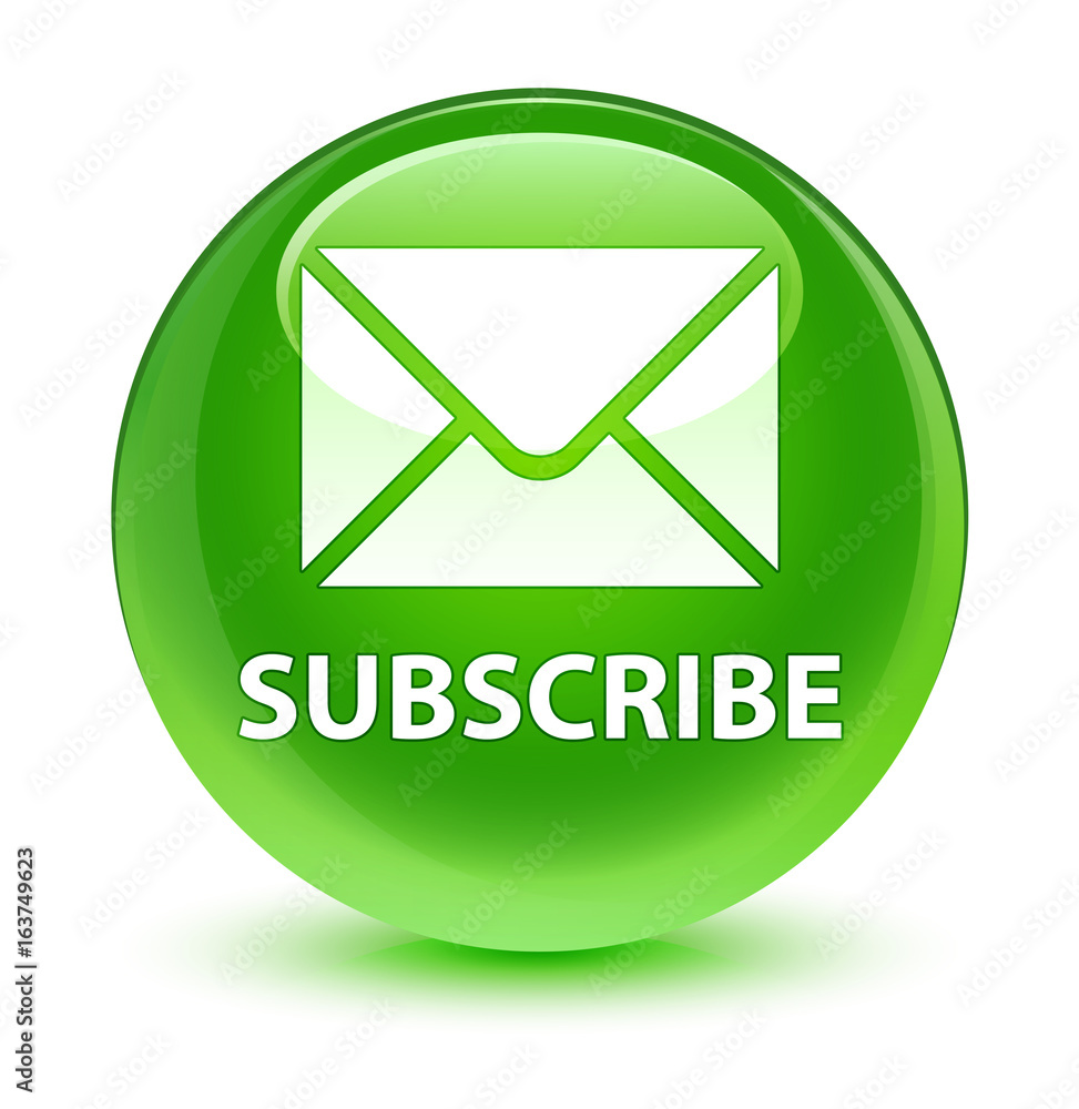 Subscribe (email icon) glassy green round button Subscribe (email icon) glassy green round button