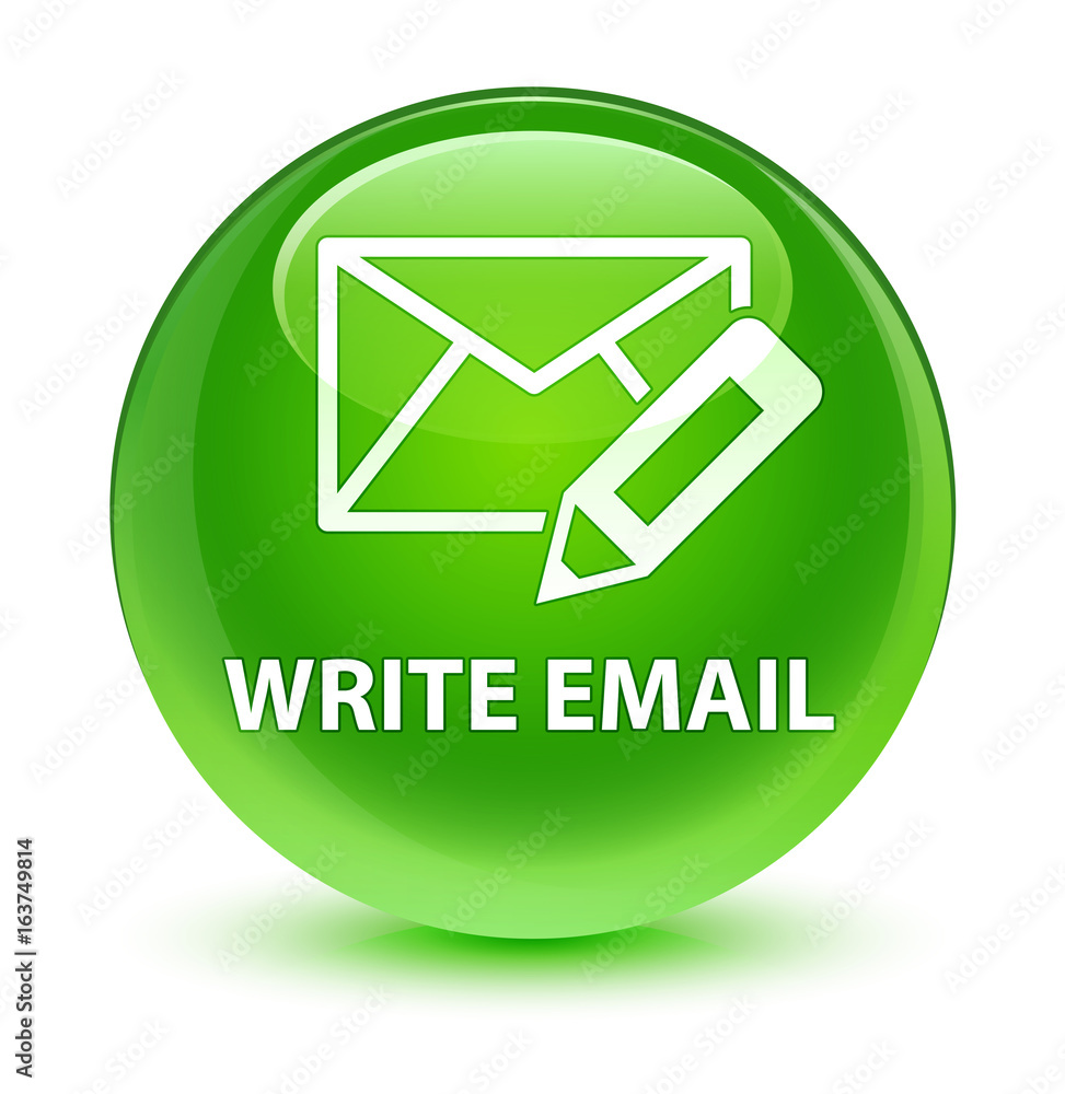 Write email glassy green round button Write email glassy green round button