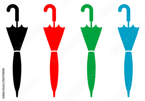 Icono plano paraguas cerrado varios colores