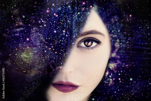 Female portrait in the Universe  wisdom force