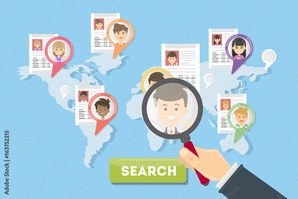 Searching people on map. Searching people on map.