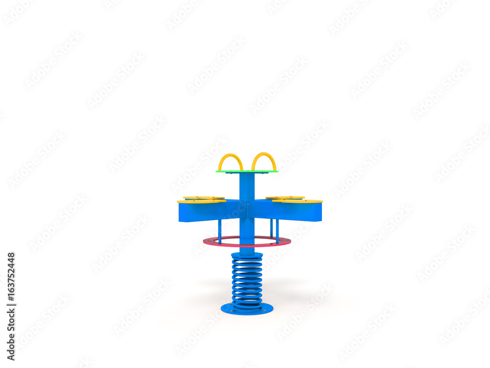 Playground children spring yellow yellow red 3d render on white background Playground children spring yellow yellow red 3d render on white background