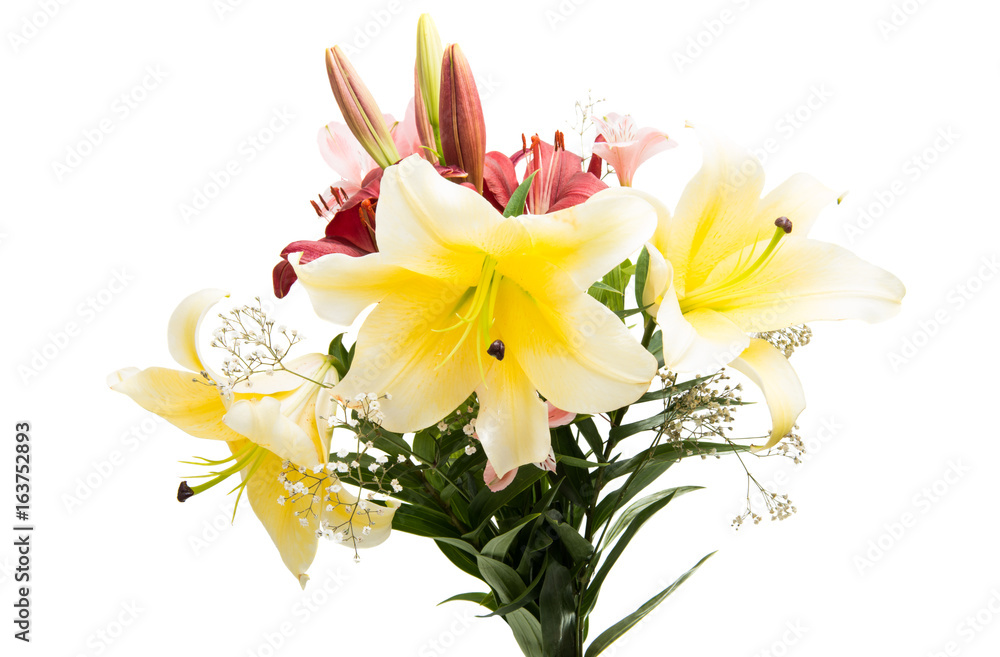 Bouquet of flowers with lilies isolated
