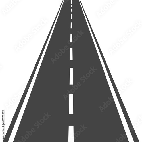 Straight road with white markings vector illustration. Highway road icon.