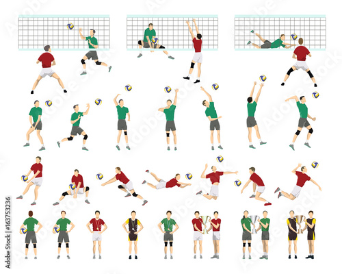 Volleyball illustrations set.
