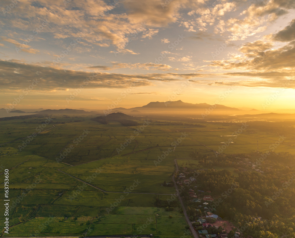 Aerial Photo of Mount Jerai during sunrise