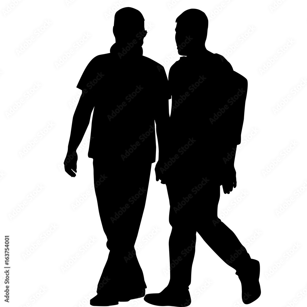 Silhouettes of gay men holding hands