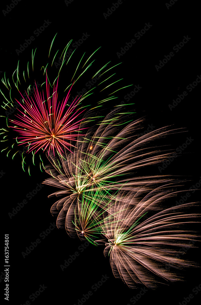 Fireworks at the close of an annual summer festival Fireworks at the close of an annual summer festival
