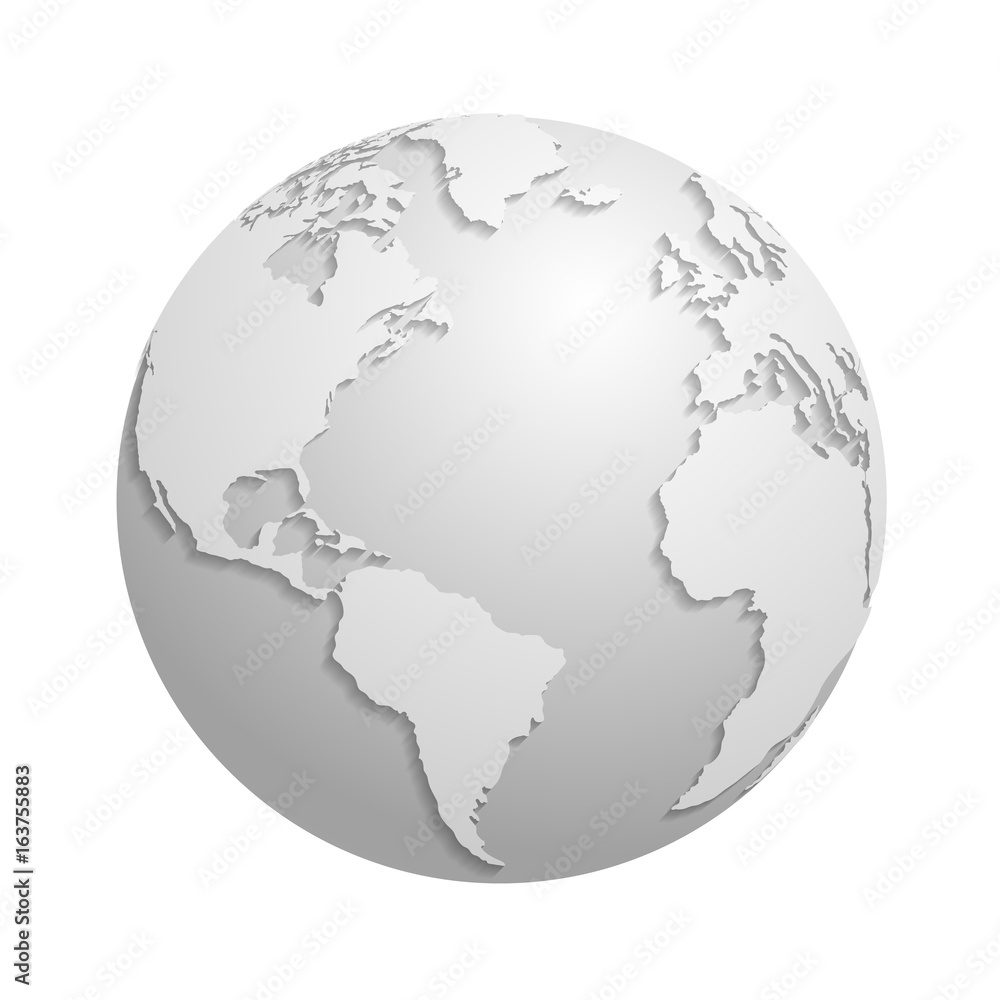 Origami white paper world globe. 3d vector illustration Origami white paper world globe. 3d vector illustration