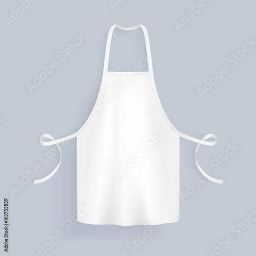 Fotografiet White blank kitchen cotton apron isolated vector illustration