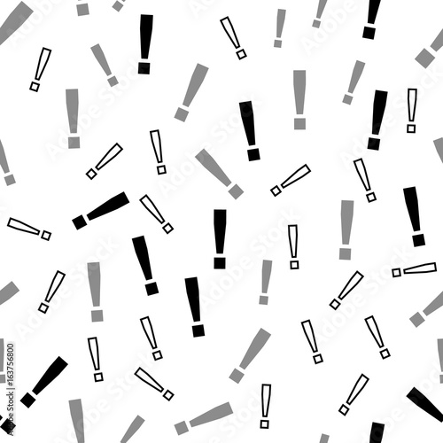 Colorful mark quatation seamless. Exlamation mark seamless pattern, isolated on white background. Vector illustration, easy to edit.