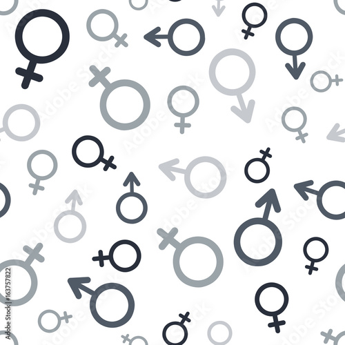 Abstract vector seamless pattern with female and male signs. Gender icon pattern. Vector illustration