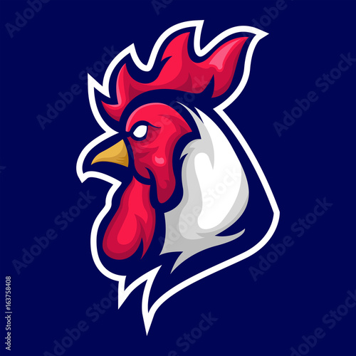generous rooster head farm logo or mascot team logo