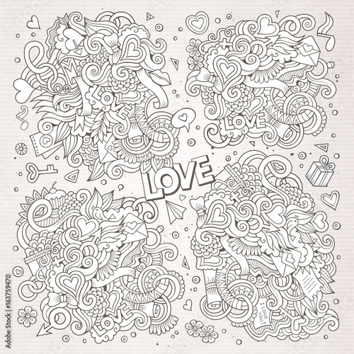 Sketchy vector doodles cartoon set of Love designs © balabolka