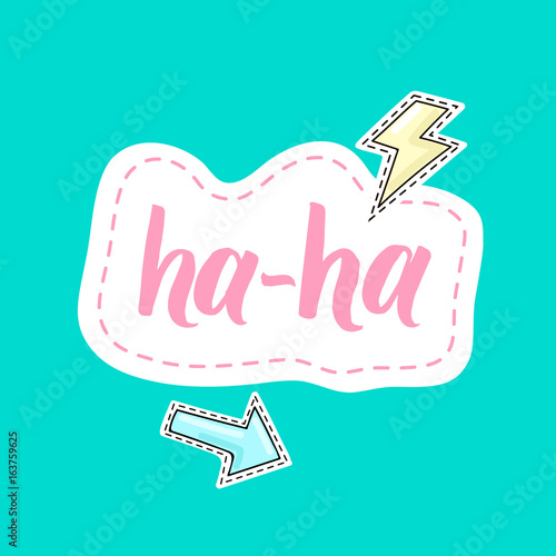Lettering ha-ha with arrow and lightning stickers