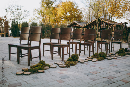 Decoration of chairs at the wedding