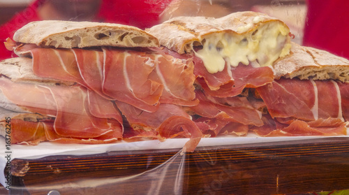A specialty in Portugal - Bread with ham and melted cheese