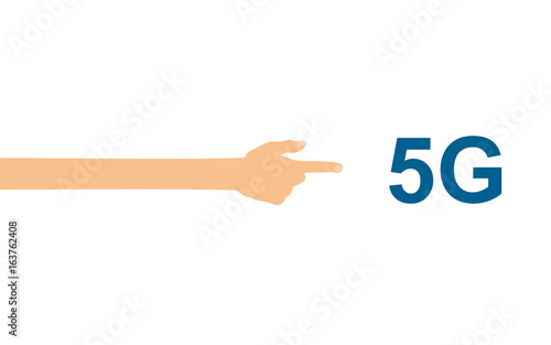 Hand zeigt auf - 5G Breitband
