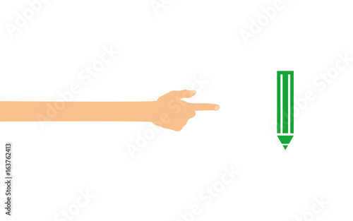 Hand zeigt auf - Bleistift