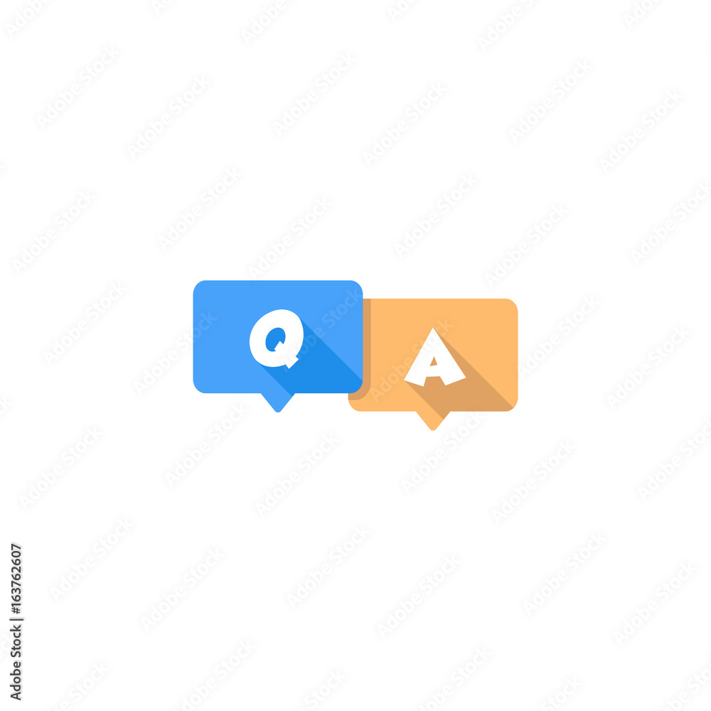 Question and Answer Bubble Speech With Long Shadow Question and Answer Bubble Speech With Long Shadow