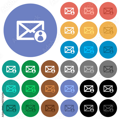 Mail sender round flat multi colored icons