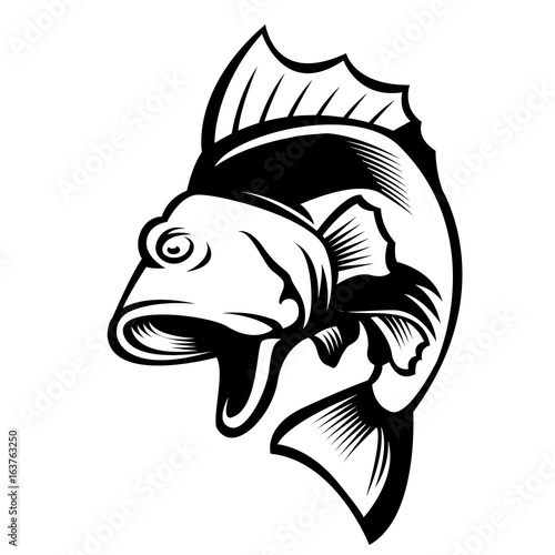 big mouth bash fish mascot logo for local market or fishing hobby community