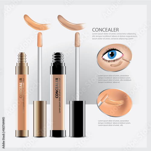 Concealer Cosmetic Package with Face Makeup Vector Illustration